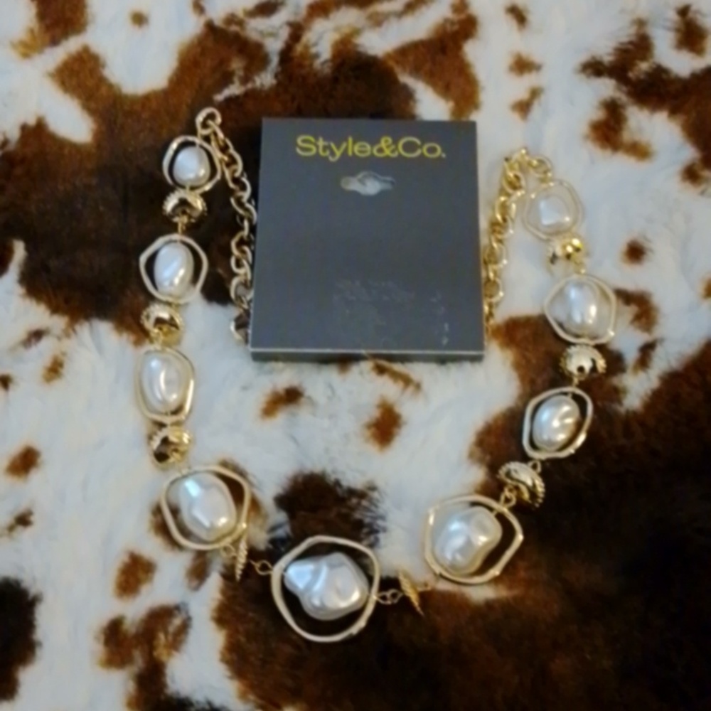 Style & Co. Gold Necklace with White Accents